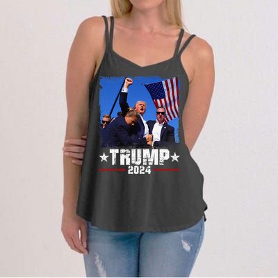 Fight Trump 2024 Election American Flag Donald Trump 2024 Women's Strappy Tank