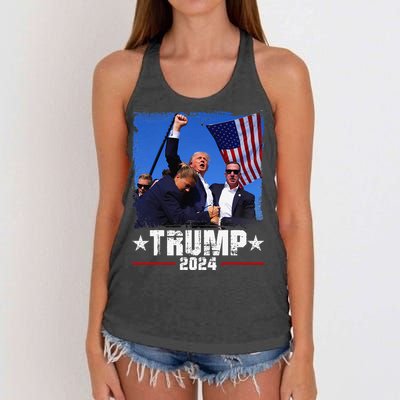 Fight Trump 2024 Election American Flag Donald Trump 2024 Women's Knotted Racerback Tank