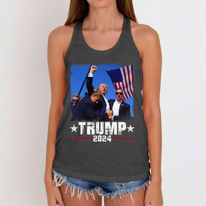 Fight Trump 2024 Election American Flag Donald Trump 2024 Women's Knotted Racerback Tank