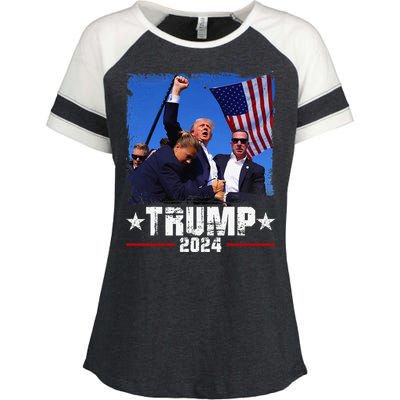 Fight Trump 2024 Election American Flag Donald Trump 2024 Enza Ladies Jersey Colorblock Tee