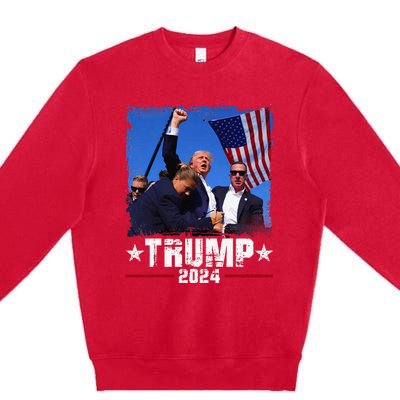 Fight Trump 2024 Election American Flag Donald Trump 2024 Premium Crewneck Sweatshirt