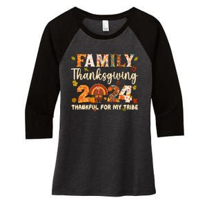 Family Thanksgiving 2024 Thanksgiving Crew Matching Group Women's Tri-Blend 3/4-Sleeve Raglan Shirt