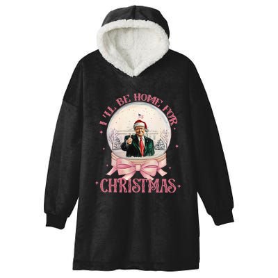 Funny Trump 2024 ILl Be Home Christmas Santa Xmas Pajamas Hooded Wearable Blanket