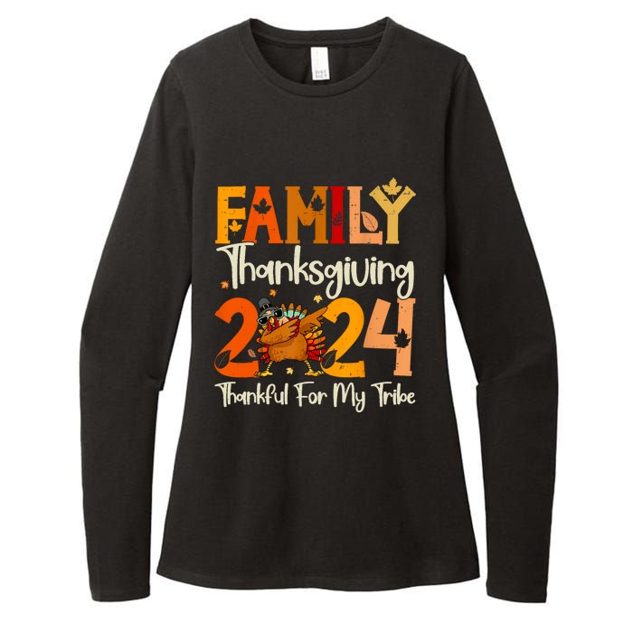 Family Thanksgiving 2024 Crew Dabbing Turkey Group Matching Womens CVC Long Sleeve Shirt