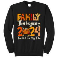 Family Thanksgiving 2024 Crew Dabbing Turkey Group Matching Tall Sweatshirt