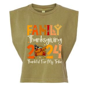 Family Thanksgiving 2024 Crew Dabbing Turkey Group Matching Garment-Dyed Women's Muscle Tee