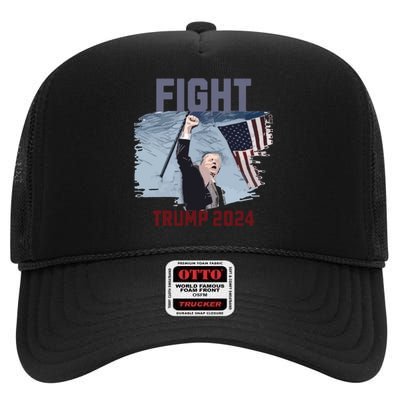 Fight Trump 2024 Trump Fight High Crown Mesh Back Trucker Hat