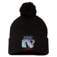 Fight Trump 2024 Trump Fight Pom Pom 12in Knit Beanie