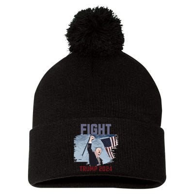 Fight Trump 2024 Trump Fight Pom Pom 12in Knit Beanie