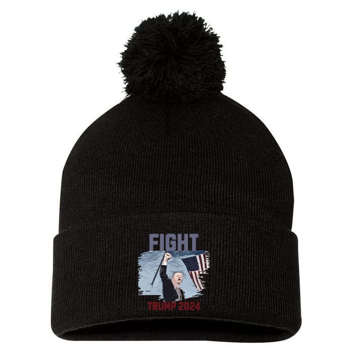 Fight Trump 2024 Trump Fight Pom Pom 12in Knit Beanie