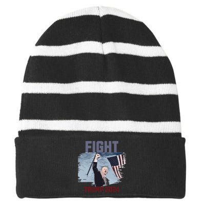 Fight Trump 2024 Trump Fight Striped Beanie with Solid Band