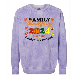 Family Thanksgiving 2024 Thankful For My Tribe Group Autumn Colorblast Crewneck Sweatshirt