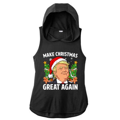 Funny Trump 2024 Make Christmas Great Again Ladies PosiCharge Tri-Blend Wicking Draft Hoodie Tank