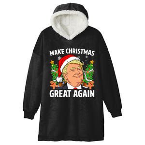 Funny Trump 2024 Make Christmas Great Again Hooded Wearable Blanket