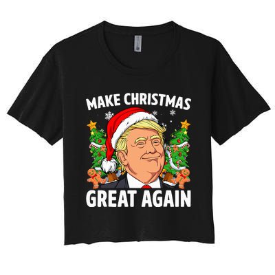 Funny Trump 2024 Make Christmas Great Again Women's Crop Top Tee