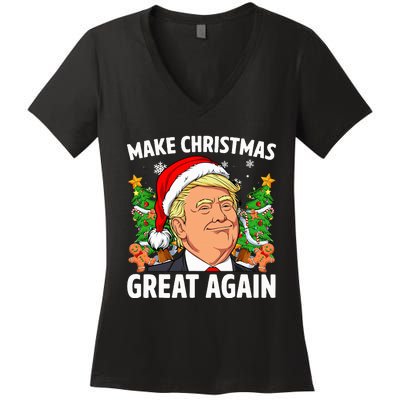 Funny Trump 2024 Make Christmas Great Again Women's V-Neck T-Shirt