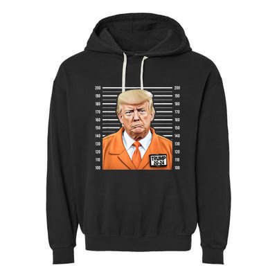 Funny Trump 2024 Prisoner Mugshot Garment-Dyed Fleece Hoodie