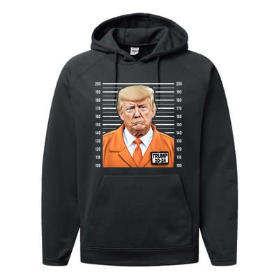 Funny Trump 2024 Prisoner Mugshot Performance Fleece Hoodie