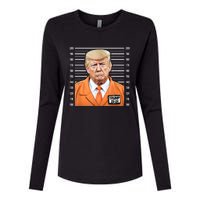 Funny Trump 2024 Prisoner Mugshot Womens Cotton Relaxed Long Sleeve T-Shirt