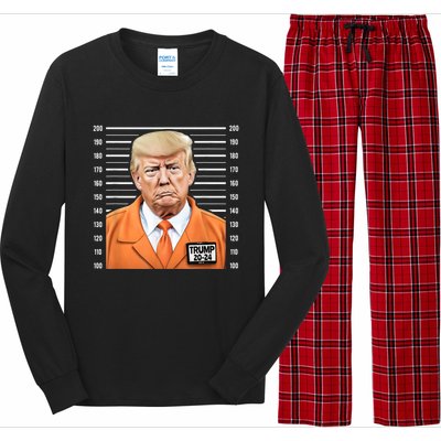 Funny Trump 2024 Prisoner Mugshot Long Sleeve Pajama Set