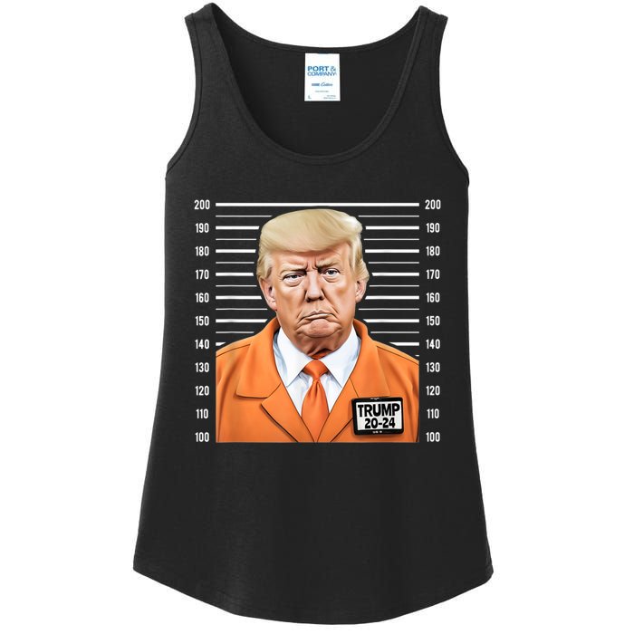 Funny Trump 2024 Prisoner Mugshot Ladies Essential Tank