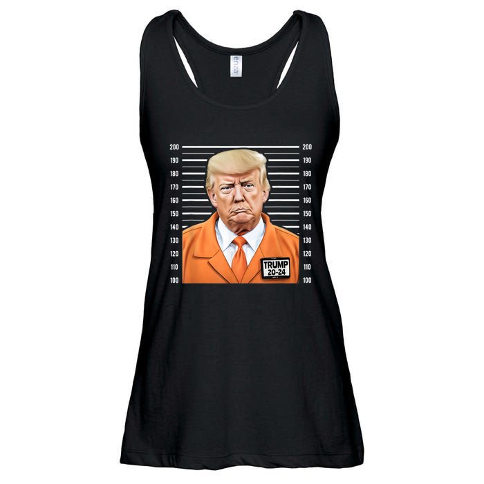 Funny Trump 2024 Prisoner Mugshot Ladies Essential Flowy Tank