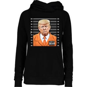 Funny Trump 2024 Prisoner Mugshot Womens Funnel Neck Pullover Hood