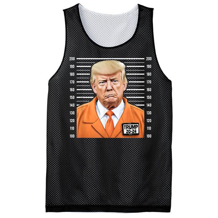 Funny Trump 2024 Prisoner Mugshot Mesh Reversible Basketball Jersey Tank