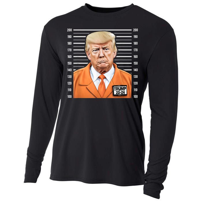 Funny Trump 2024 Prisoner Mugshot Cooling Performance Long Sleeve Crew