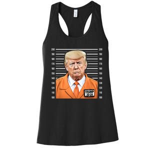 Funny Trump 2024 Prisoner Mugshot Women's Racerback Tank