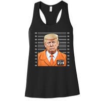 Funny Trump 2024 Prisoner Mugshot Women's Racerback Tank