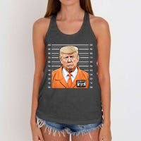 Funny Trump 2024 Prisoner Mugshot Women's Knotted Racerback Tank