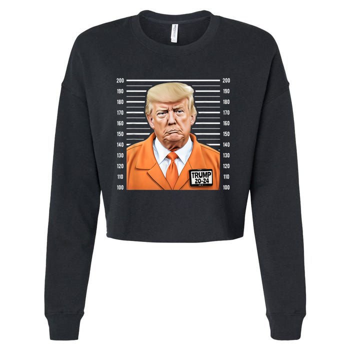 Funny Trump 2024 Prisoner Mugshot Cropped Pullover Crew