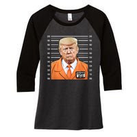 Funny Trump 2024 Prisoner Mugshot Women's Tri-Blend 3/4-Sleeve Raglan Shirt