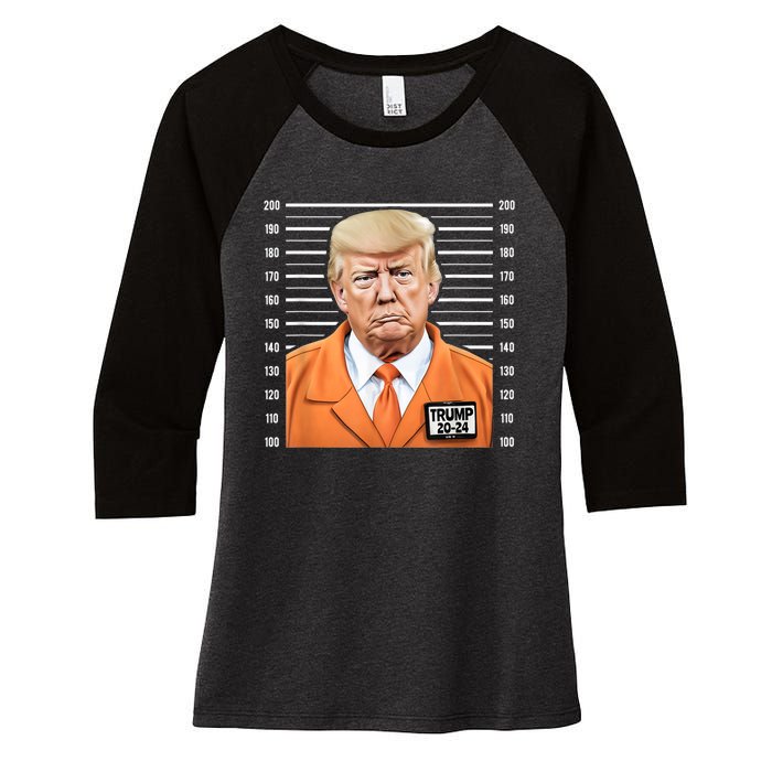 Funny Trump 2024 Prisoner Mugshot Women's Tri-Blend 3/4-Sleeve Raglan Shirt