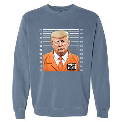 Funny Trump 2024 Prisoner Mugshot Garment-Dyed Sweatshirt