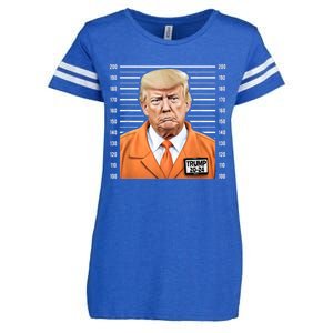 Funny Trump 2024 Prisoner Mugshot Enza Ladies Jersey Football T-Shirt