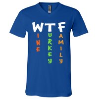 Funny Thanksgiving 2018 Gift Wine Turkey Family Gift V-Neck T-Shirt