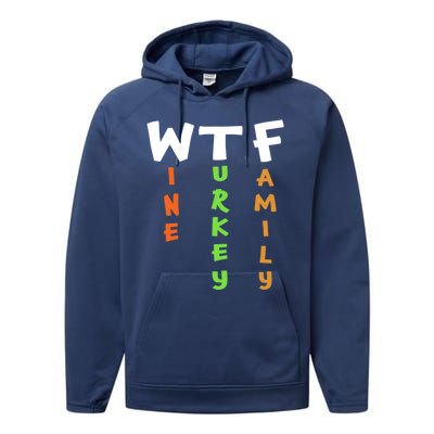 Funny Thanksgiving 2018 Gift Wine Turkey Family Gift Performance Fleece Hoodie