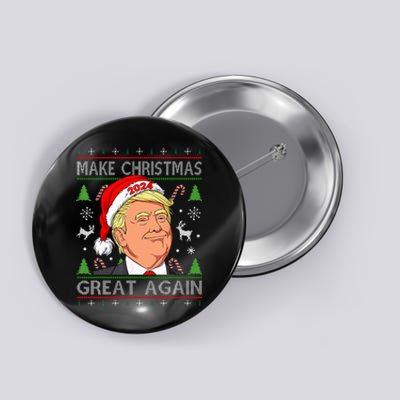 Funny Trump 2024 Make Christmas Great Again Ugly Sweater Button