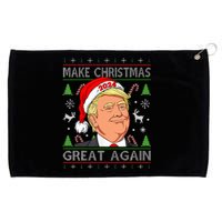 Funny Trump 2024 Make Christmas Great Again Ugly Sweater Grommeted Golf Towel