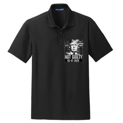 Free Trump 2024 Not Guilty Pro Republican Classic Dry Zone Grid Polo