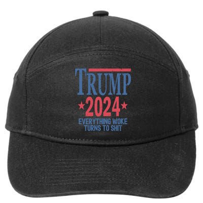 Funny Trump 2024 Everything Woke Turns To Shit 7-Panel Snapback Hat