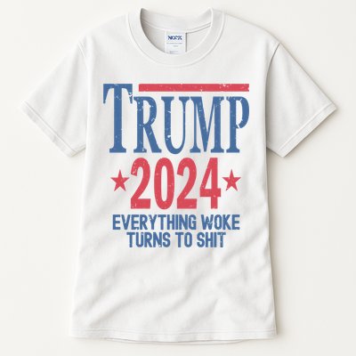 Funny Trump 2024 Everything Woke Turns To Shit Tall T-Shirt