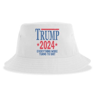 Funny Trump 2024 Everything Woke Turns To Shit Sustainable Bucket Hat
