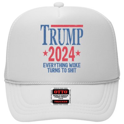 Funny Trump 2024 Everything Woke Turns To Shit Trucker Hat