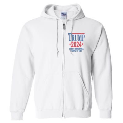 Funny Trump 2024 Everything Woke Turns To Shit Full Zip Hoodie
