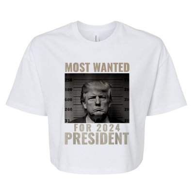 Funny Trump 2024 Most Wanted Mugshot For President Gift Bella+Canvas Jersey Crop Tee