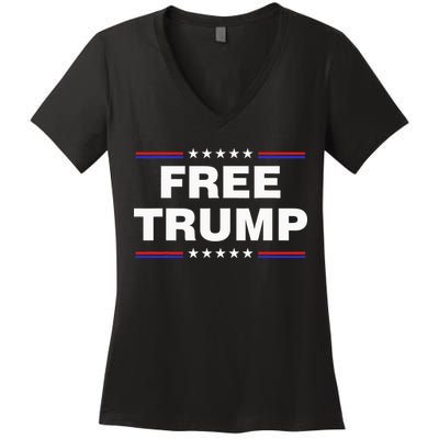 Free Trump 2024 Prison MAGA Women's V-Neck T-Shirt