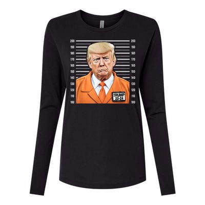 Funny Trump 2024 Prisoner Mugshot Womens Cotton Relaxed Long Sleeve T-Shirt